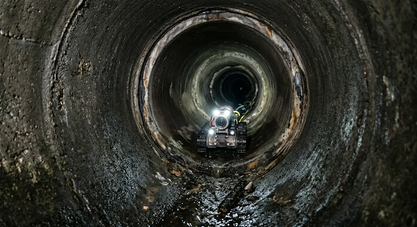 Robotic sewer camera inspecting pipe interior for Drain Snake Service in Nederland